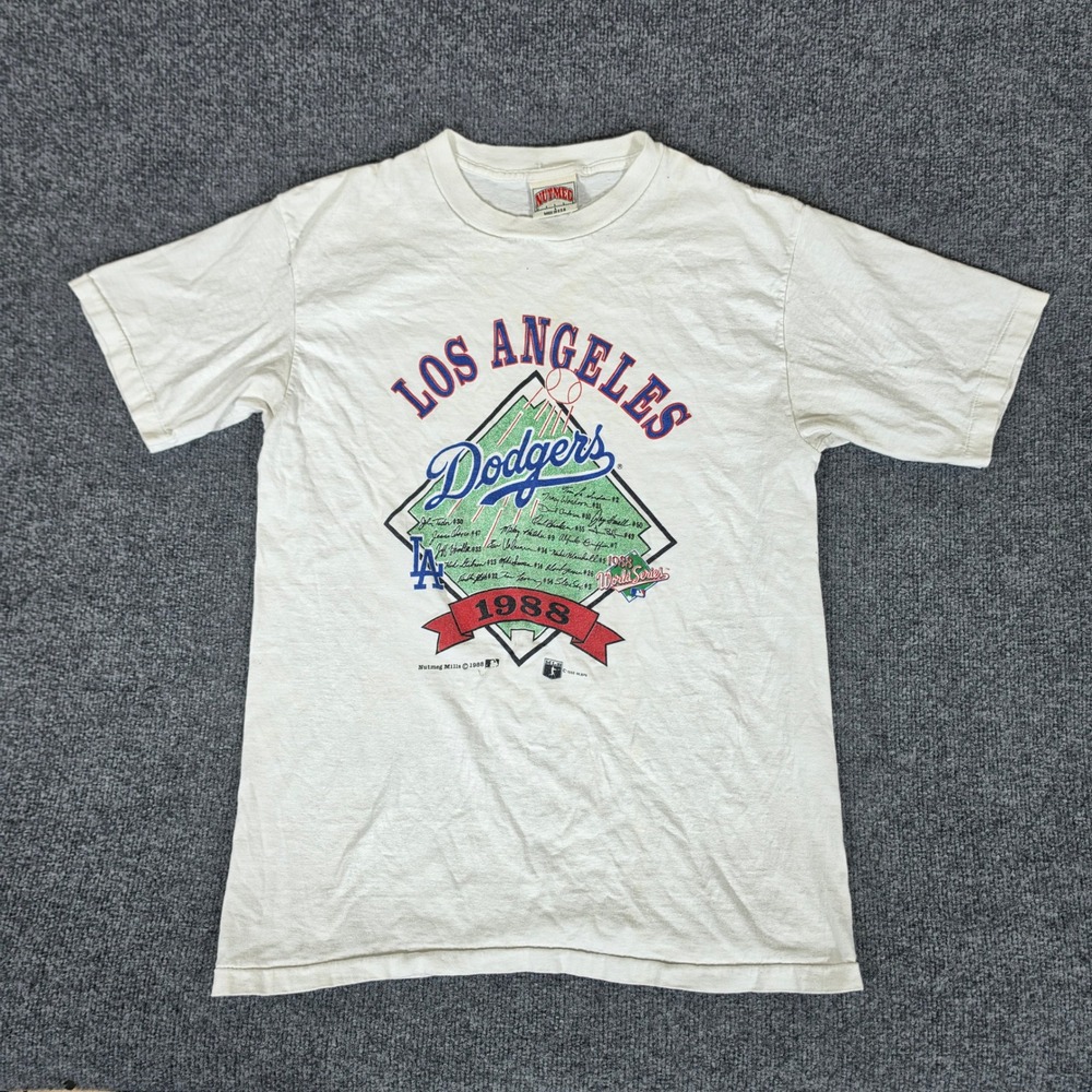 Vintage 1988 Los Angeles Dodgers World Series Nutmeg Mills T-Shirt Mens L White